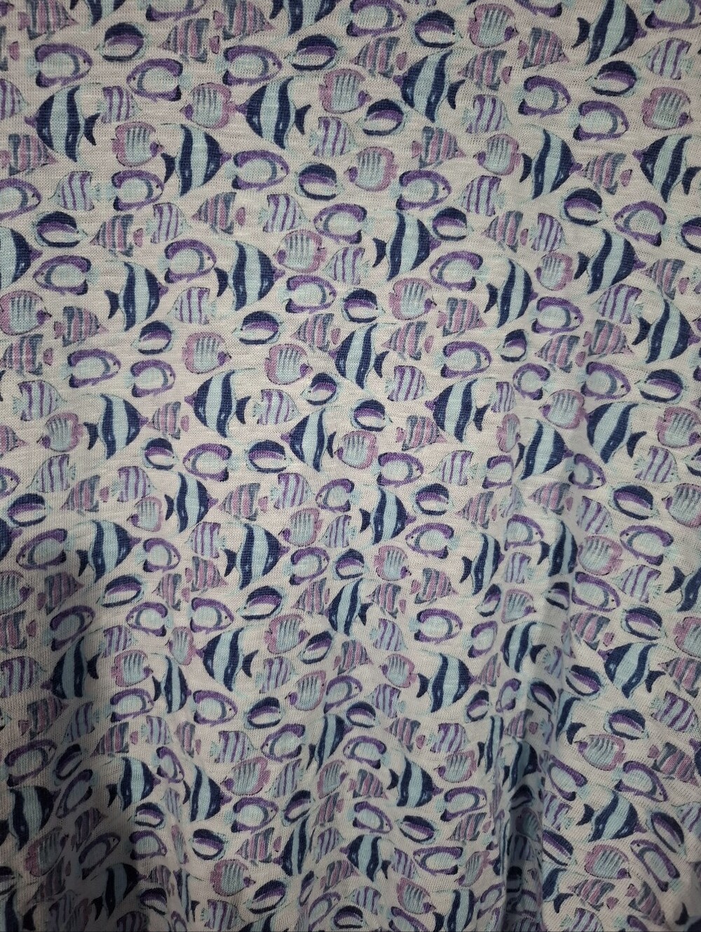 J. Jill Love Linen Blue and Navy Fish Patterned Sleeveless Tank 100% Linen Sz L - Picture 8 of 9